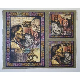 Springs Industries VTG~Native American~Five Cent Peace panel~quilting