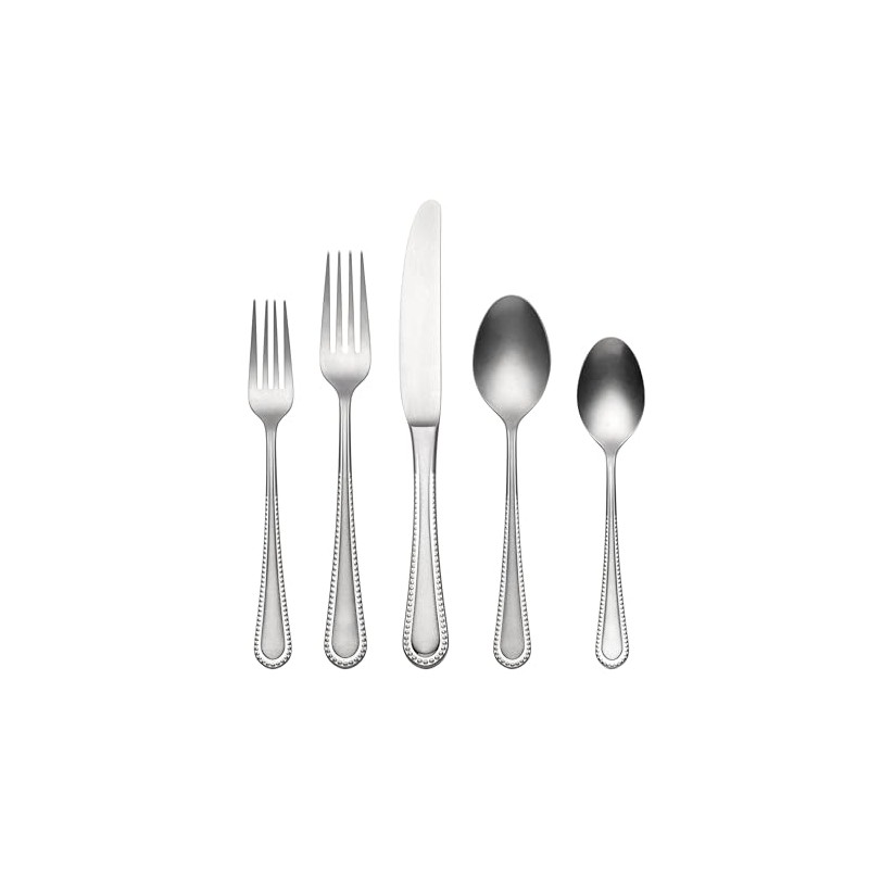 Oneida Hartwell Vintage Tumbled Piece Flatware Set, 42 Count, Metallic