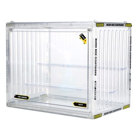 Clear Acrylic Display Case with Magnetic Lid - Stackable, Dustproof Showcase for Figurines, Collectibles, Jewelry, Dolls, Lipstick, Glassware - 3 Movable Tiers & Decorative Stickers Included,2 Pack