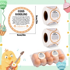 1000pcs Farm Fresh Egg Carton Stickers, 2 Inch Round Eggs Handing Labels Writable Collection Date Self Adhesive Packaging Labeling for Small Businesses Farmers Markets