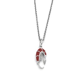 DUR K2805 North Sea Crab Necklace 925 Sterling Silver with Coral Granules 45 cm Red / Silver, Sterling Silver, No Gemstone