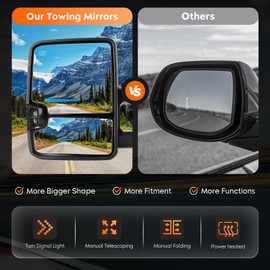 Youxmoto Towing Mirrors 1999-2002 fit for Chevy Silverado 1500 2500 3500 HD for GMC Sierra; Avalanche/Suburban Pickup Truck Mirrors, Heated; Arrow/Turn Signal Light; Manual Folding & Telescoping