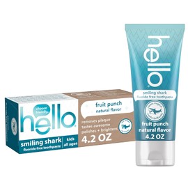 hello- â€œSmiling Shark Fluoruro Libre De Pasta De Dientes Para Niños, Ponche De Frutas Naturales, Tubo De 4.2 Oz