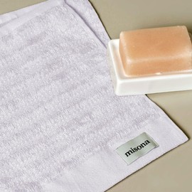 Misona 100% Organic Cotton Pack of 2 Face Cloths 30 x 30cm – Luxury Heavyweight 650GSM Ribbed Bathroom Flannel Towels (White)