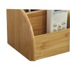 FOMIYES Bamboo Storage Multi-function Organizer Three Grids for Desk Use