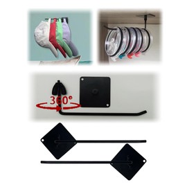 ATJUMP New 6.6-Inch Multifunctional Tumbler Lid Organizer, Cup Lid Holder, Glass Lid Hooks, Rotate at Any Angle, Also Can Be Used as a Hat Rack, Baseball Cap Wall Hanging (Square 2 Pcs)