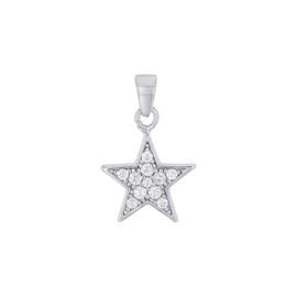 Amor Motif Pendant White Gold 375/9ct Women's Pendant with Synthetic Zirconia 2 cm Silver Star Comes in Jewellery Gift Box 2013717, WG 375/9ct, Synthetic zirconia.