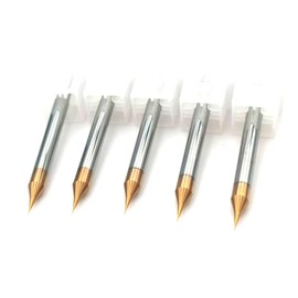 XHCNCT 5pcs/Package HRC60 2Flutes Micro Carbide Flat End Mill Square end Mill CNC Cutting Tools for Metal Shank Diameter 4mm(5pcs, Cutting Diameter 0.2mm)
