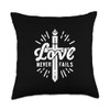 Love Never Fails Inspirational Christian Message Throw Pillow