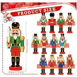 24 Pcs Christmas Nutcracker Ornaments Wood Hanging Nutcrackers Miniature Nutcracker Figures Traditional Holiday Nutcrackers Christmas Sweater Ornament for Xmas Christmas Decoration