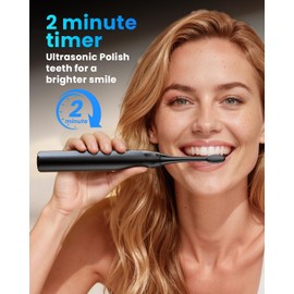 Onlyone Ultrasonic Electric Toothbrush for Adults, Rechargeable Electric Toothbrush with 8 Brush Heads, Travel Case, Charging Base & Wireless Charging - 5 Modes with Smart Timer