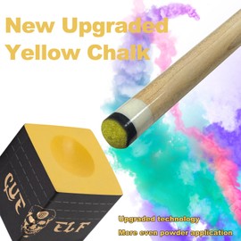 CUEELF Cube Pool Cue Chalk Technology Billiard Pool Stick Chalk with Storage Box Included (Yellow)