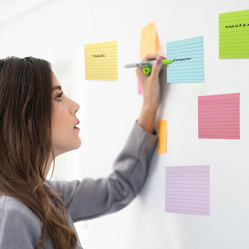 (9 Pack) Lined Sticky Notes 4x4 Post Sticky Notes with