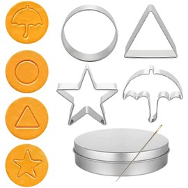 4-Piece Stainless Steel Cookie Cutter Set Baking Molds for Cookies, Candy and Pastry Fun Shapes (Umbrella, Triangle, Star, Round) Sugar Candy Making Tools Gift Set