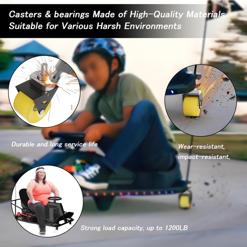 Upgrade Complete Caster Wheels Assembly Fit for Razor Crazy Cart