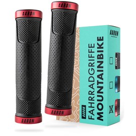 Aaron MTB Sporty Bicycle Handlebar Grips Non-Slip Rubber Lock-On Gel Grips with Handlebar End Caps for Mountain Bike, Trekking Bike, Electric Bike, Cross Bike, Fixie and much more