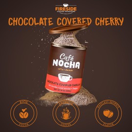 Fireside Coffee Chocolate Covered Cherry Café Mocha - Flavorful Instant Coffee Chocolate Blend - Premium Caffeinated Drink Mix for Hot, Milkshake, & Mocha Frappe Mix, Only Add Water & Enjoy, 8 Ounces