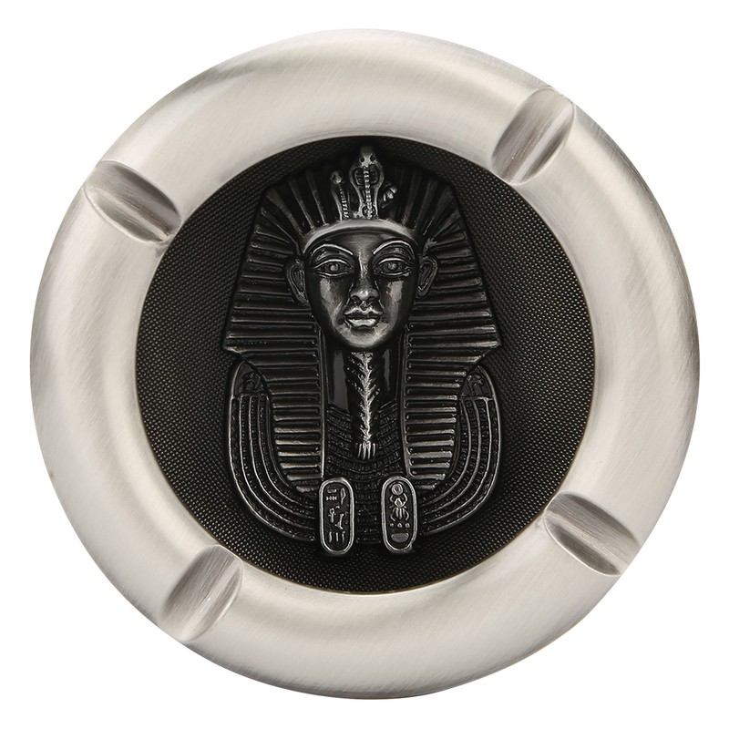 Ashtray Zinc Alloy Retro Egyptian Pharaoh Pattern Living Room Decoration