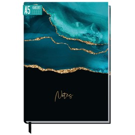 Trendstuff by Häfft A5 Squared Notebook [Shiny Teal] 124 Pages, 62 Sheets Ideal as a Diary, Bullet Journal, Idea Book, Writing Book, Climate Friendly and Sustainable