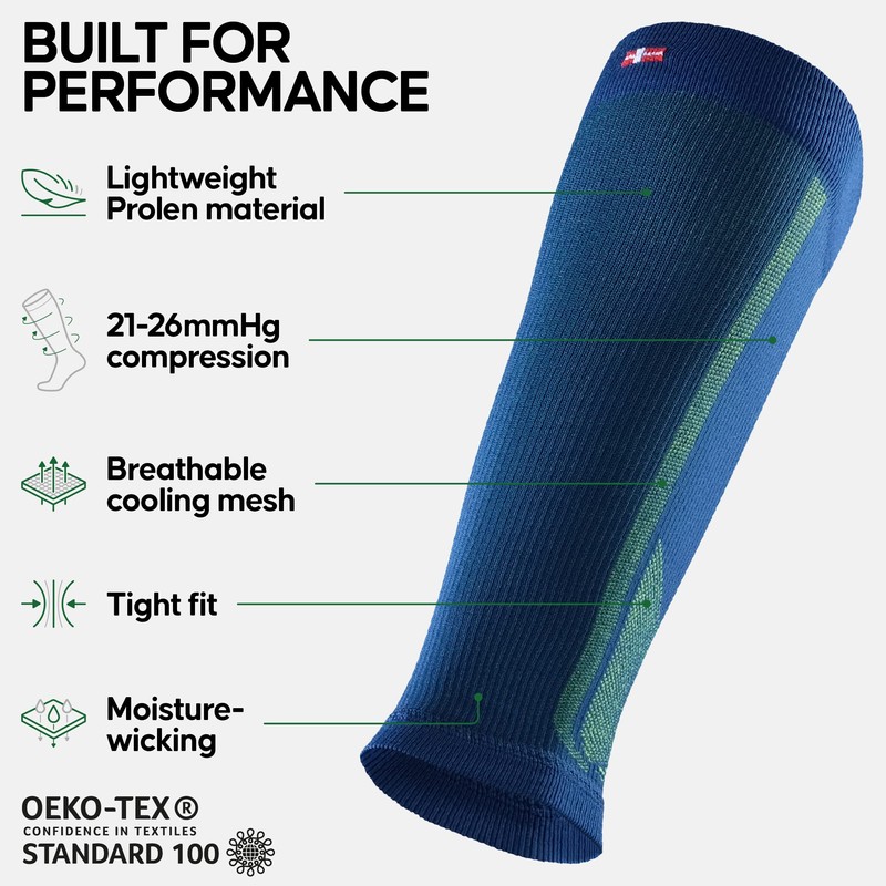 DANISH ENDURANCE Graduated Calf Compression Sleeves 21-26 mmHG for Men