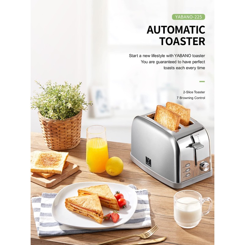 Yabano Retro Bagel Toaster - 2 Slice, 2 Extra Wide