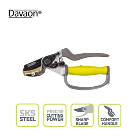 Ergonomic Garden Secateurs (Anvil Style) - Premium Pruning Shears with Auto-Rotating Handle and Finger Protection, Ideal Secateurs for Arthritic Hands, Premium SK5 Steel Garden Pruners, Davaon Pro