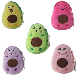 Mini monederos de felpa con forma de aguacate de dibujos animados, monederos de felpa a la moda, cartera pequeño, bolsa de dinero para mujeres y niñas, cartera