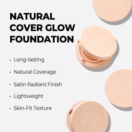 LOVB LOVB LOVB LOVB Natural Cover Glow Cushion Foundation | Satin Radiant Finish | Korean Foundation Makeup | Long-Lasting Natural Coverage | for All Skin Types 0.42 oz. (21P Porcelain Ivory)