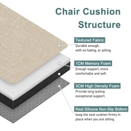 baibu Set of 2 Rectangle Bench Stool Cushion, Non-Slip Saddle Stool Seat Cushions Bar Stool Cushion with Machine Washable Cover - 2 Cushions Only (Beige, 18x9.5x1.5in)