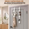2PCS Perchero para Puerta, Gancho para Puerta, Con 5 Gancho,