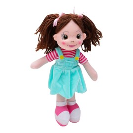 ADEPTNA Soft 35cm Plush Rag doll Pinafore Dress - Kids Princess Plush Toy Doll - Adorable Ragdoll is the Perfect Companion for your Little One - Age 18m + (BLUE)