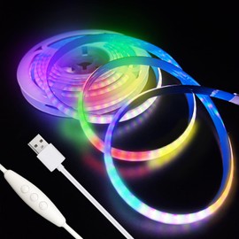ZSLAIFU COB LED Strip Lights RGB 6.56ft, 5V Dimmable LED Light Strip, Flexible USB LED Strip for Cabinet, TV Backlighting, Bedroom, Kitchen, Home DIY Lighting