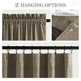 StangH Taupe Curtains 96 Inches Long, Luxury Velvet Room Darkening Window Drapes for Living Dining Room Neutral Thermal Insulated Panels with Privacy and Comfort, W52 x L96, 2 Panels