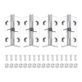 sourcing map Small Acrylic Hinges Plastic Spring Clear Hinge 45 x 35mm Continuous Piano Folding Hinges with Hole and Screw for Aquarium Lid Crafts Display Stand Pack of 4