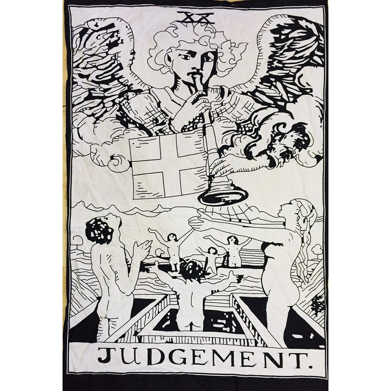 Judgement Tarot Cards Tapestry Black & White Judgement Small Tapestry
