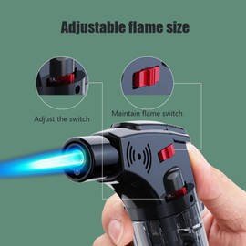 Taughch 5 Pack Butane Torch Lighter Set,Candle Lighter Refillable, Windproof,Jet Flame,Adjustable Flame, Safety Lock, Ideal for Culinary, Crafts, Camping,Cooking (Butane Not Included)