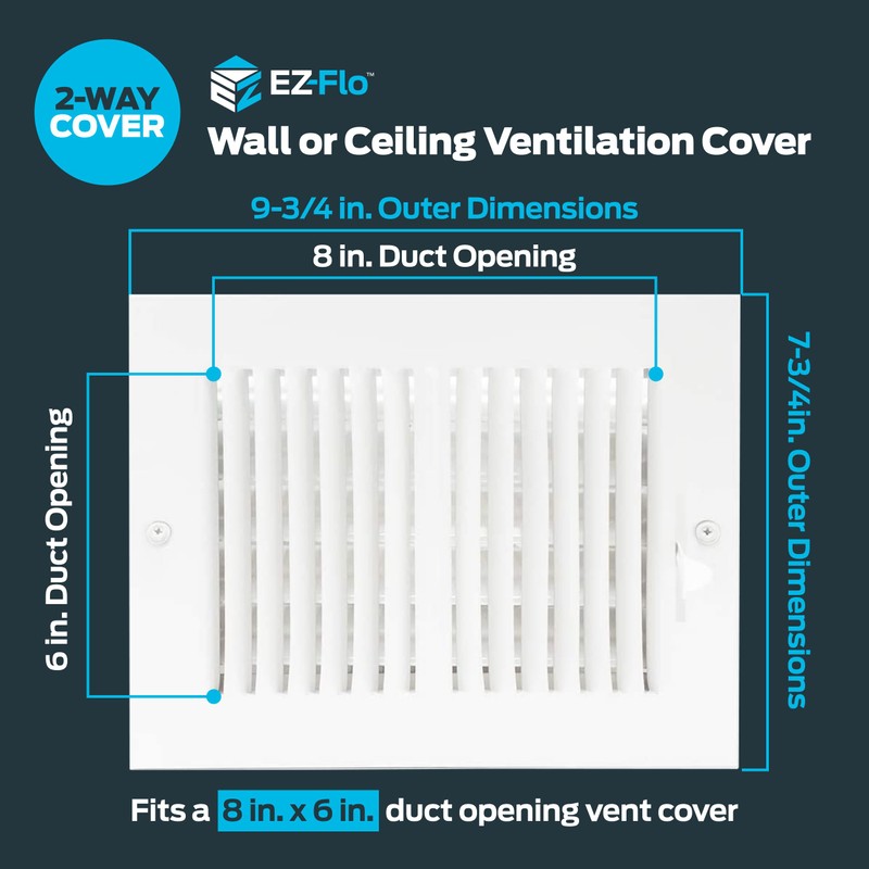 EZ-FLO 8 x 6 Inch (Duct Opening) Air Vent Cover