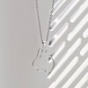 Paialco 925 Sterling Silver Outline Bunny Rabbit Pendant Necklace, White