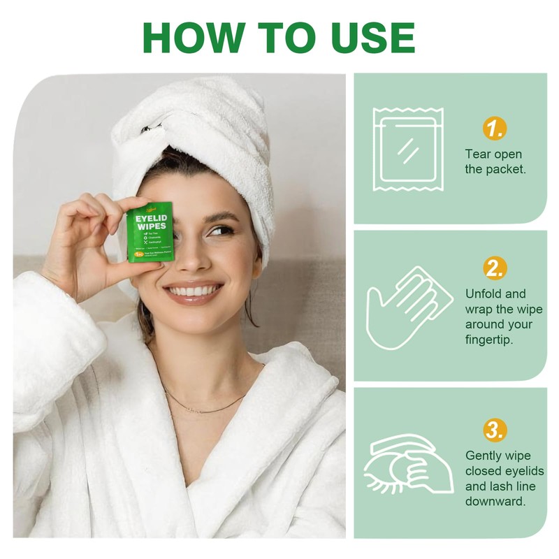 60PCS Tea Tree Oil Eyelid Wipes – Individually Wrapped Eye