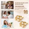 6 Pack Gold Flower Hair Clips for Girls, Small Hair