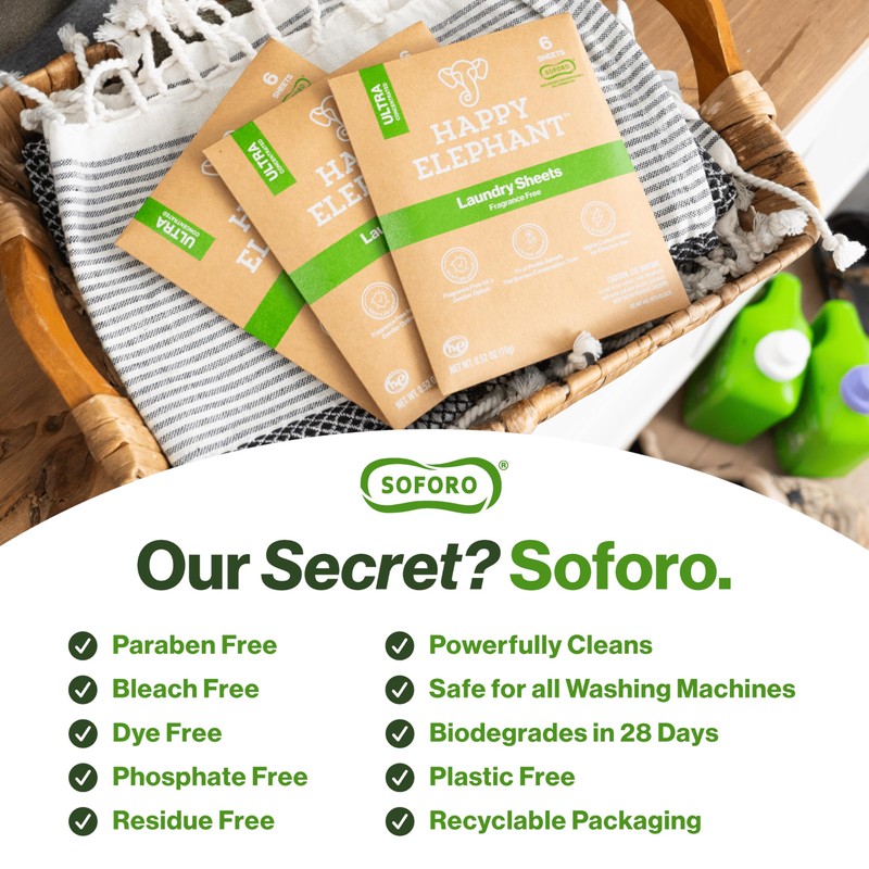 Happy Elephant Laundry Detergent Sheets - Ultra Concentrated, Eco Sheets,