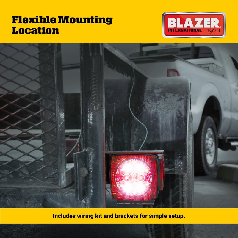 Blazer International C7425 LED Square Trailer Light Kit with Integrated