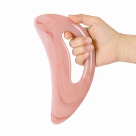 Gua Sha Massager with Handle Gua Sha Stone Facial Treatment Tool for Spa Acupuncture Therapy on Face, Back Full Body Massage (Pink)