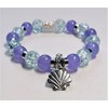 Lavender And Clear Crackle Bracelet with Shell Charm