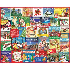 White Mountain Christmas Carols Christmas Puzzles 1000 Pieces Collage Winter Jigsaw Puzzle for Adults and Family