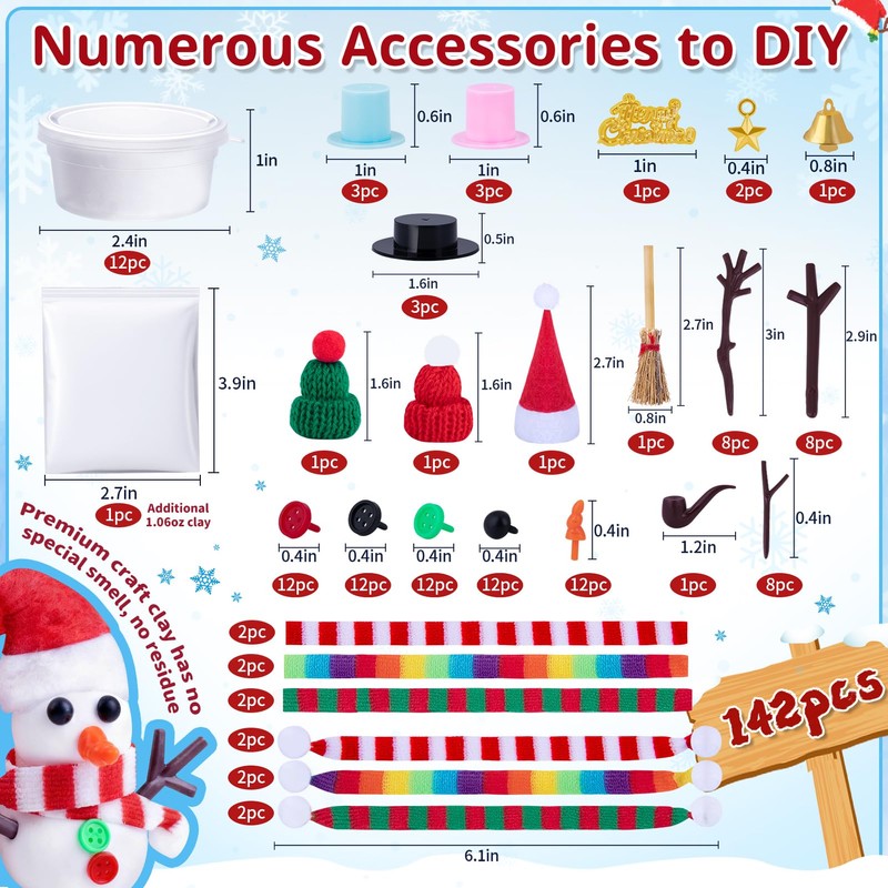 VEKDA 12 Pack Build a Snowman Kit Winter Crafts for