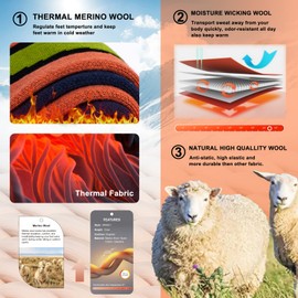 Muezna 2 Pairs Merino Wool Ski Socks Men Women Knee High Performance Thermal Socks for Winter Snow Snowboarding Outdoor Sports Hunting