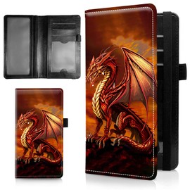 Checkbook Cover for Men and Women, PU Leather Check Book Case Card Holder with RFID Blocking Standard Register Duplicate Checks, Embossed on Both Side Slim Checkbook Cover, Animal Dragon