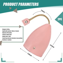 Fogfar Pack-2 Car Key Case, Pull-out Key Holder Hook, PU Leather Car Remote Control Key Bag, for Most Cars (Pink #1)