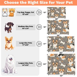 Eizlang Corgi Dog Cat Food Mat,12"x20" Inches Rapid Absorbent Pet Feeding Mat,Pets Placemat Water Bowl Mats with Rubber Backing,No Stains Cat Dog Feeding Mats Indoor,Pet Accessories Supplies